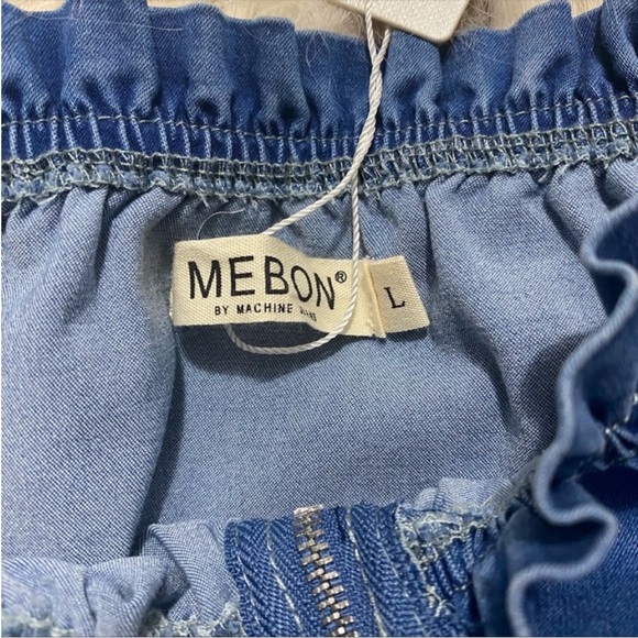 Ruffled and Ruching Denim Crop Top with Zipper - Picture 10 of 15